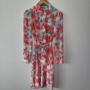 Vintage Schrader Sport‎ Long Sleeve Floral Shirt Dress Size 6